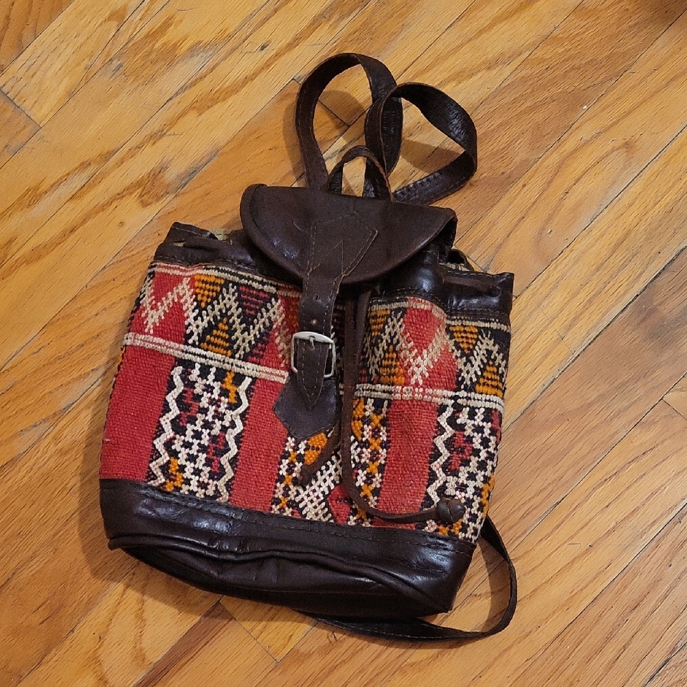 Bohemian Red and Brown Backpack